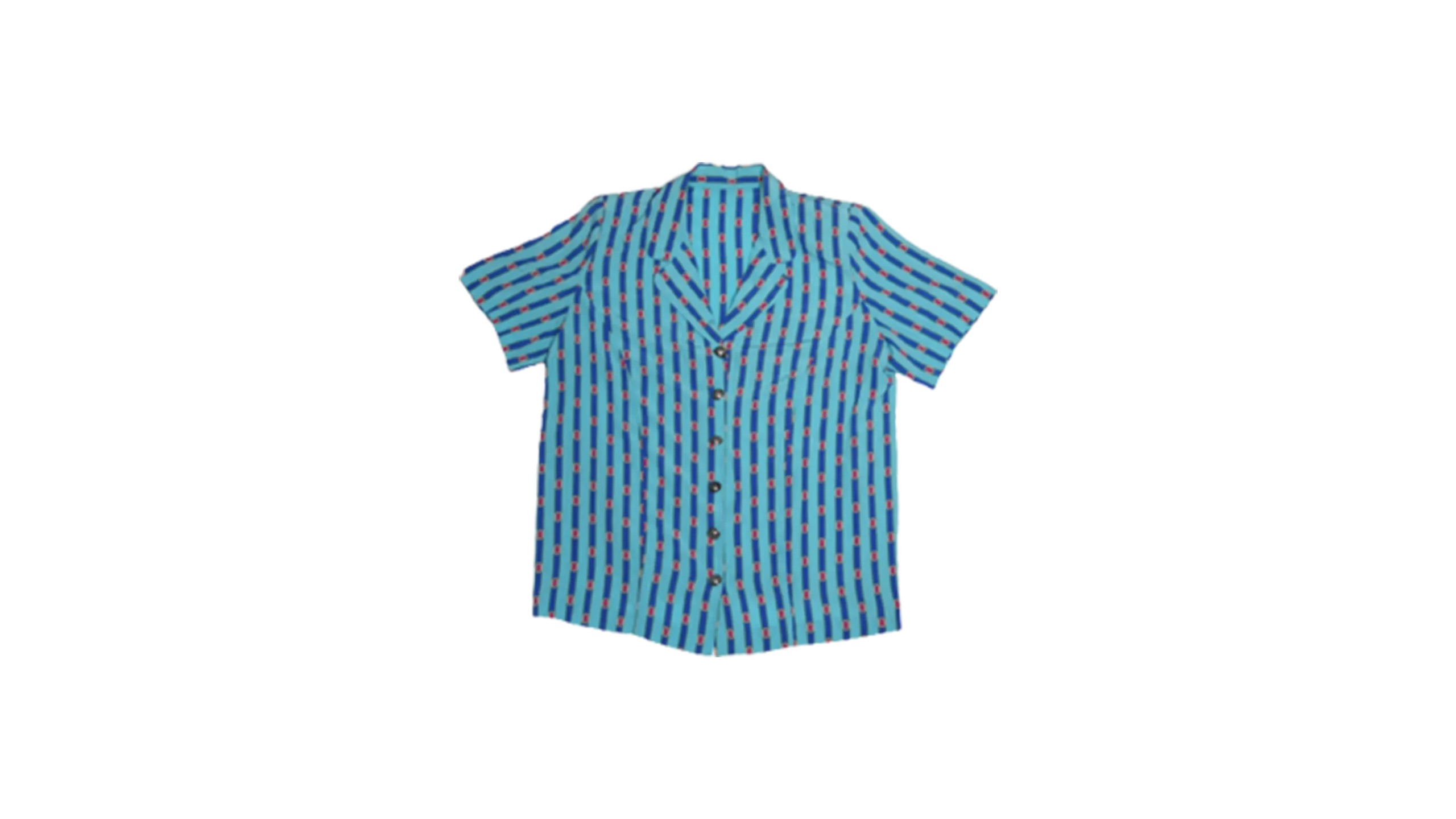 1022 Blue & Turquoise Striped Casual Button Down Shirt - Image 1