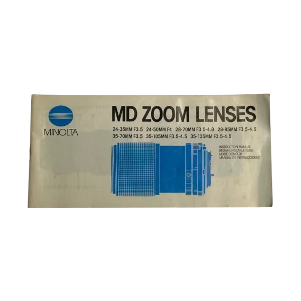 Minolta MD Zoom Lenses Manual Guide 1985