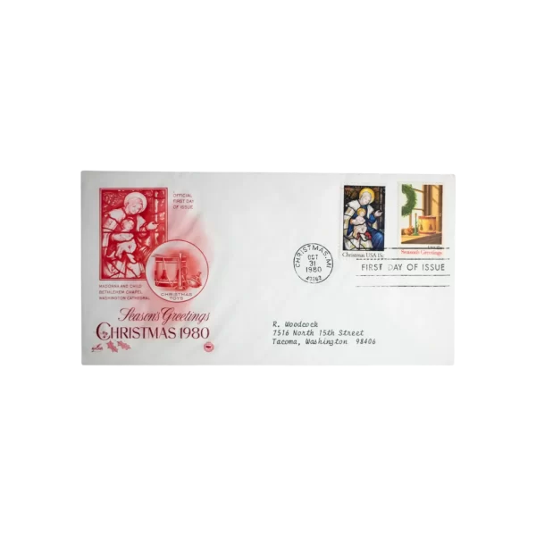 1980 First Day Cover Seasons Greetings Christmas