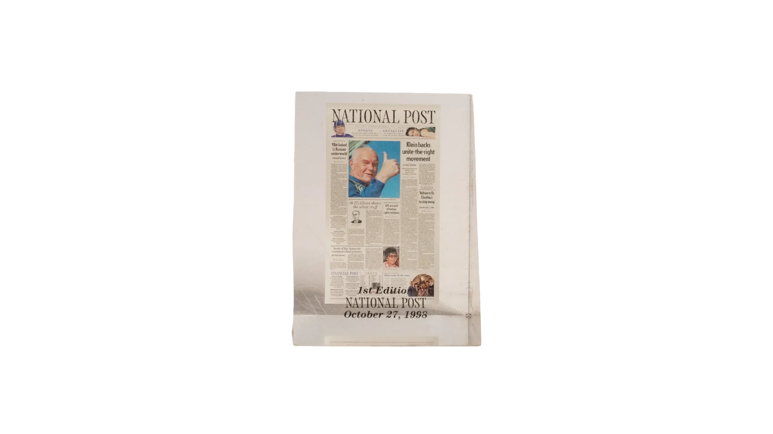 DSC04752-109 National Post First Edition Newspaper Paperweight - 1998 - Image 1