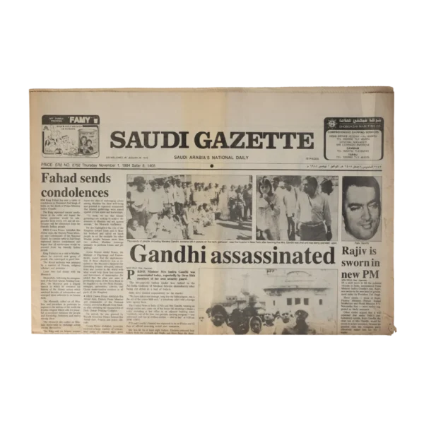 Indira Gandhi Assassination Newspaper 1984