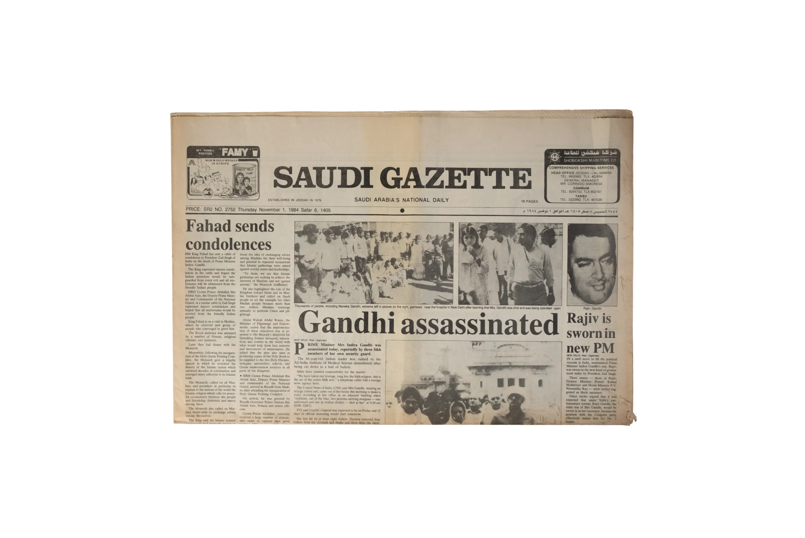 DSC07838-123 Indira Gandhi Assassination Newspaper 1984 - Image 1