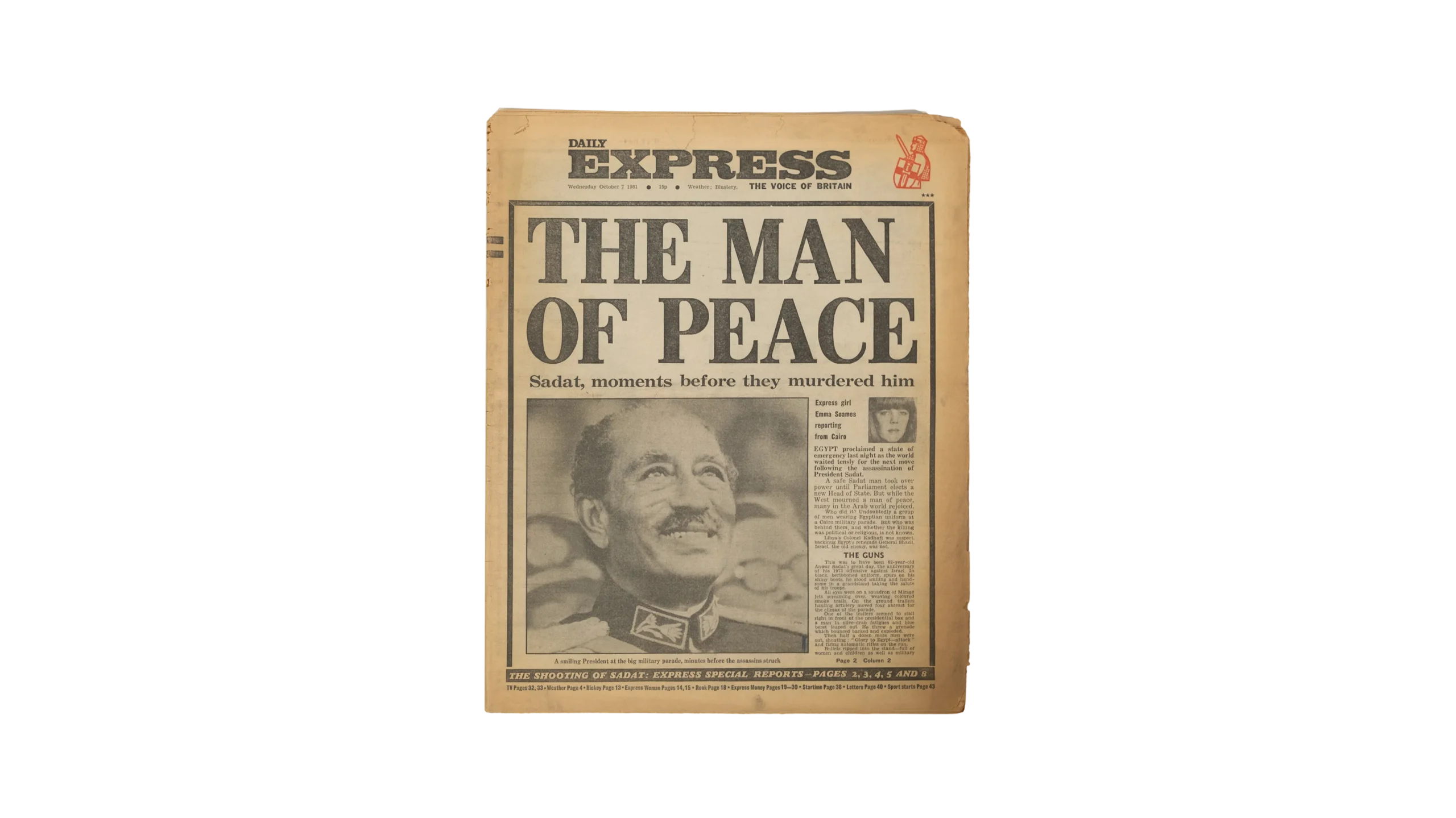 DSC02671 The Man of Peace Sadat Assassination Newspaper 1981 - Image 1