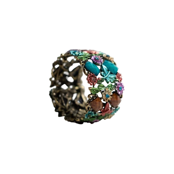 Floral Gemstone Cuff Bracelet