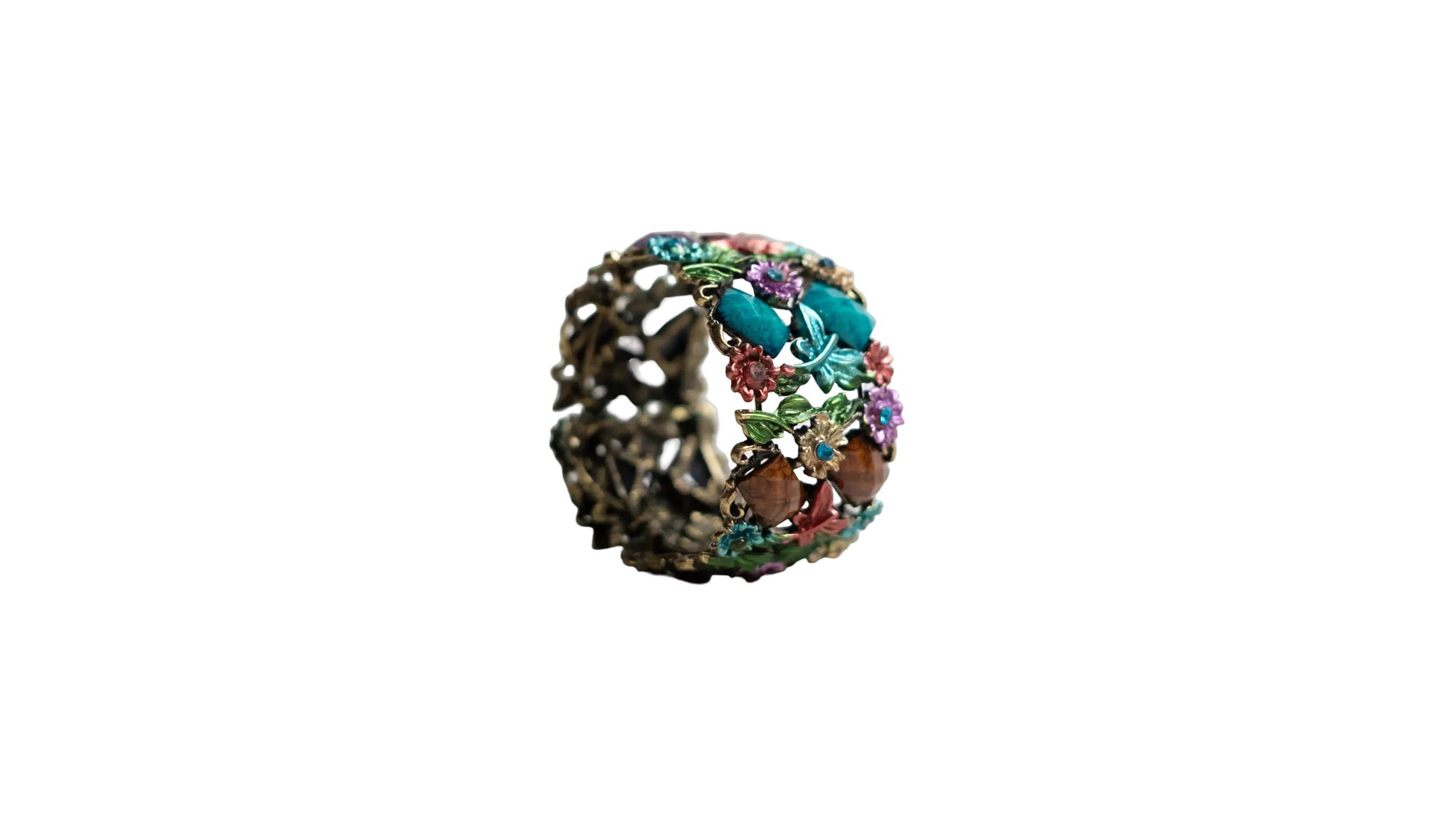 DSC01406 Floral Gemstone Cuff Bracelet - Image 1
