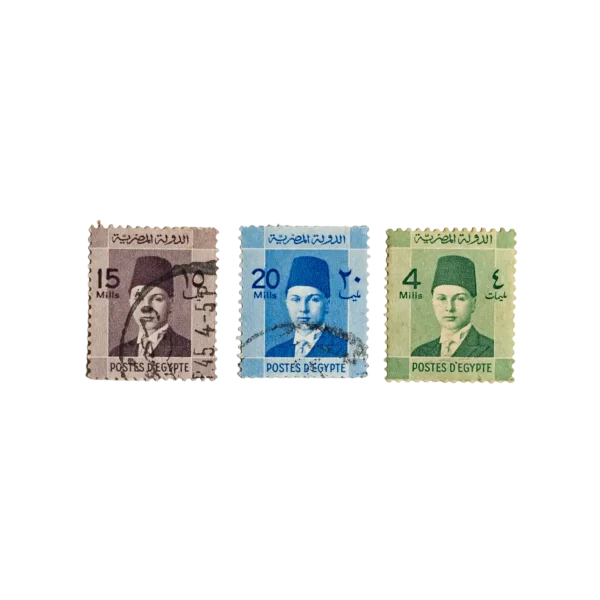 1930's Three Young King Farouk I stamps