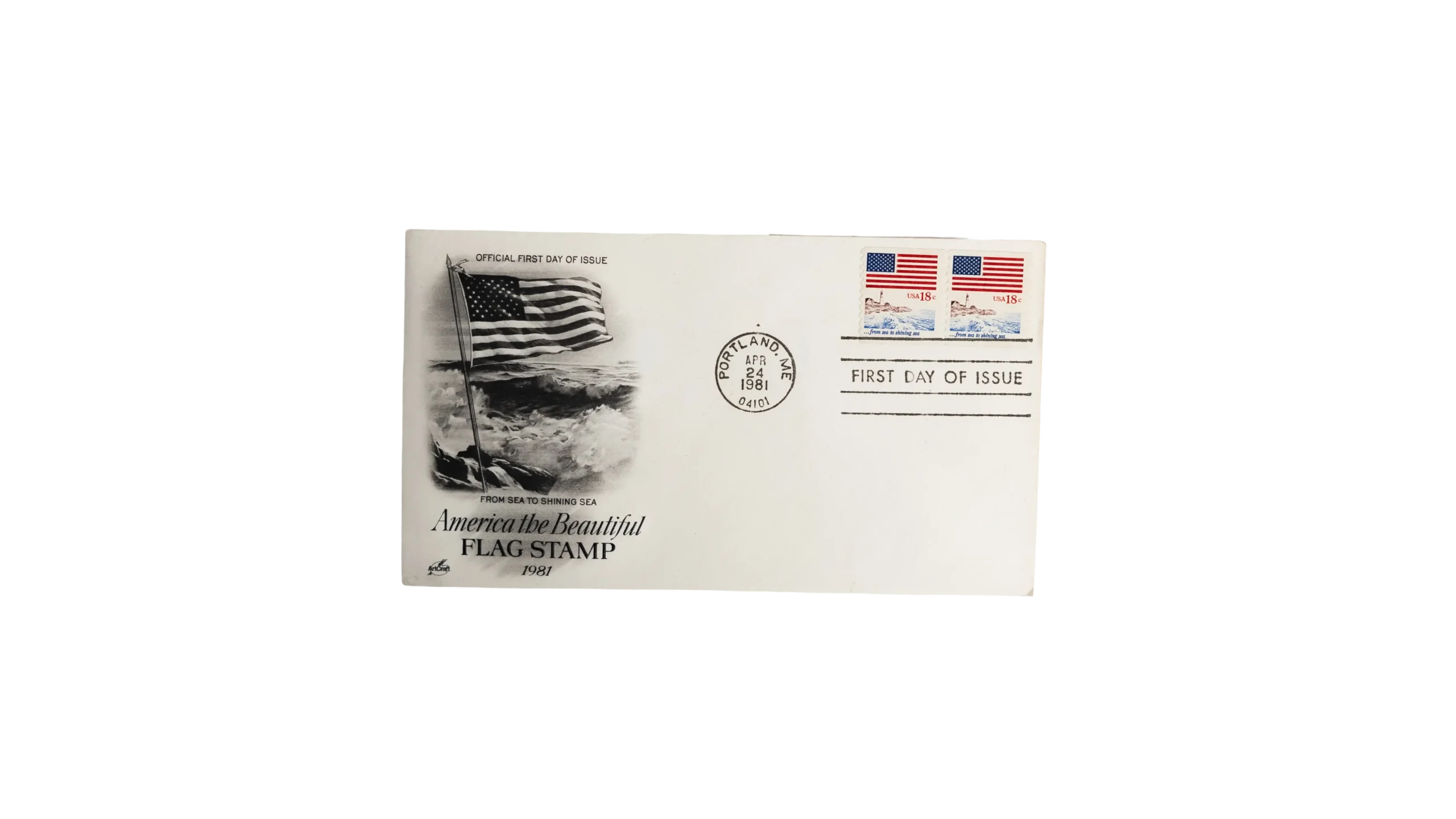 DSC03790 1981 America the Beautiful Flag Stamp - First Day Issue - Image 1