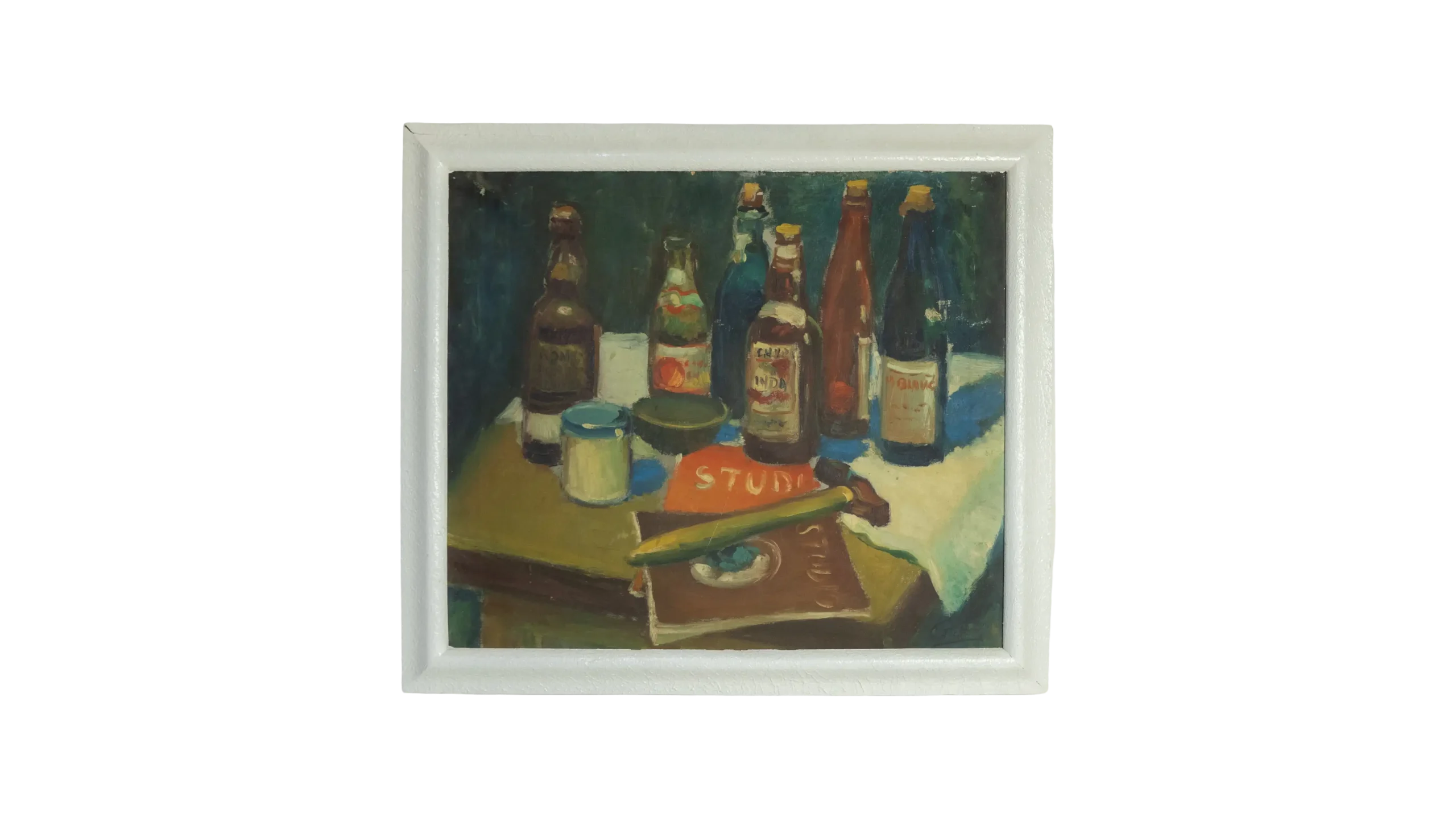 DSC08860 The Alchemist’s Table – Mid-Century Modern Still Life Oil Painting - Image 1