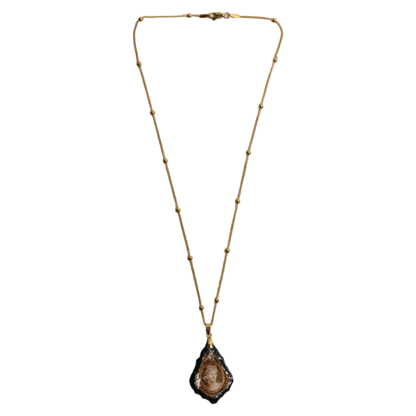 Cameo Black Druzy Pendant Necklace