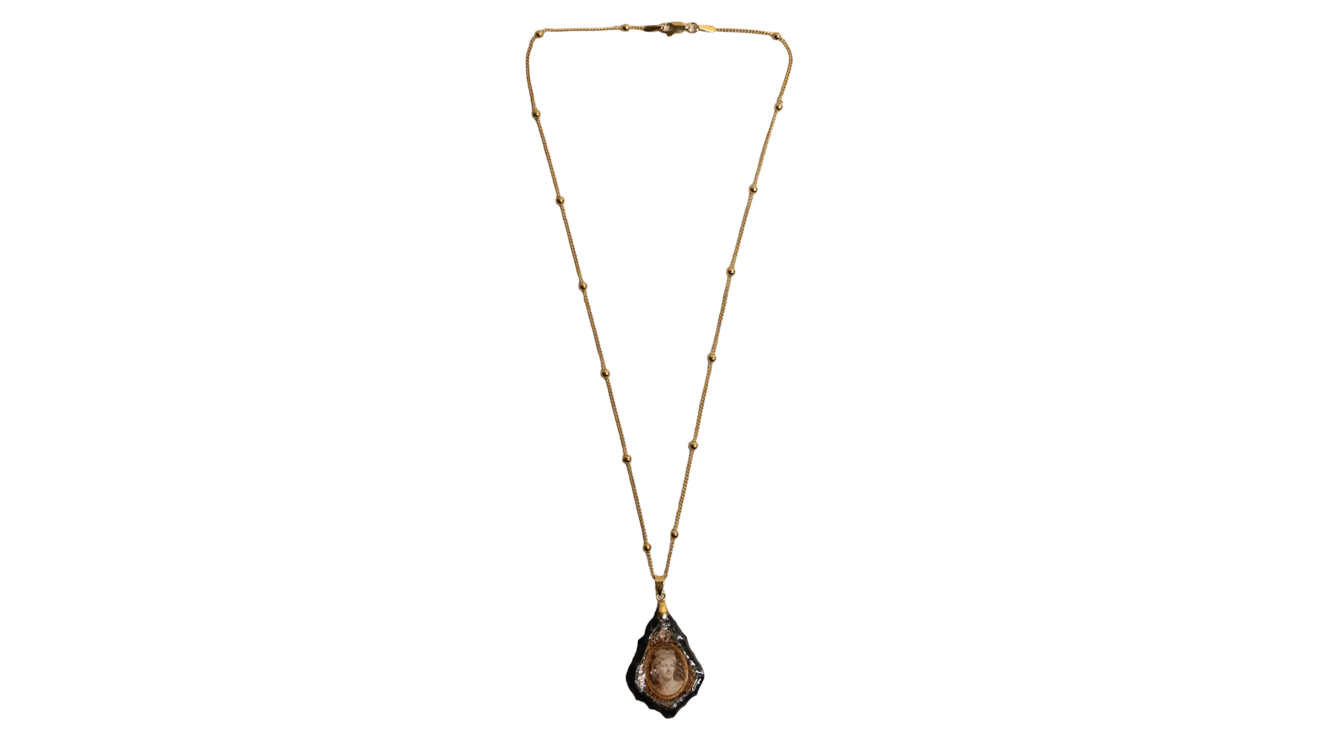 DSC09033-2 Cameo Black Druzy Pendant Necklace - Image 1