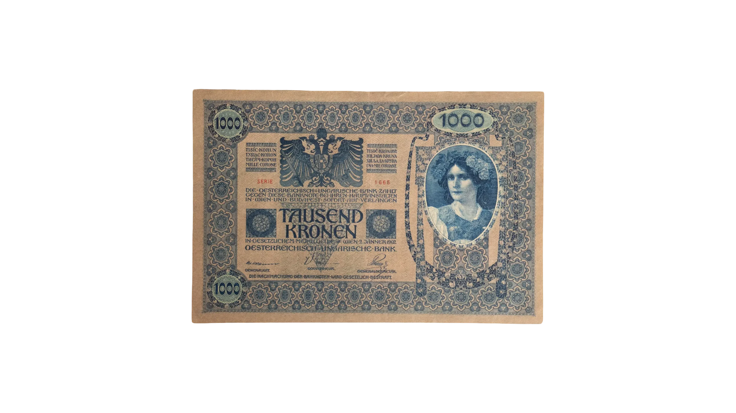 DSC09253 1900's 1000 Austro-Hungarian Kronen Banknote - Image 1