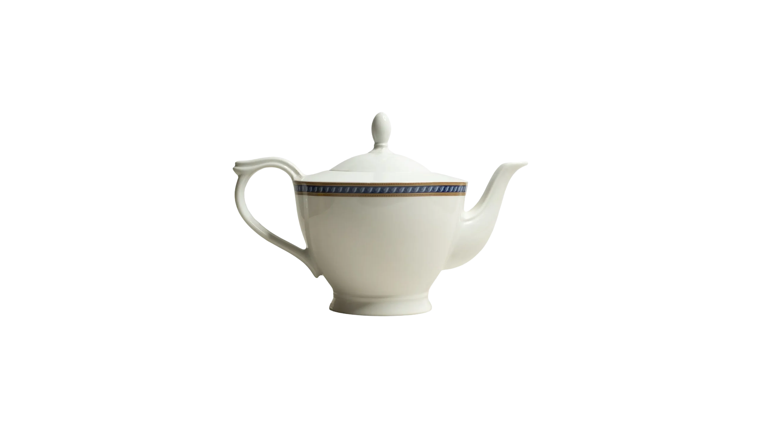 DSC00312 Medici Blue Pattern Porcelain Teapot with Lid – Egyptian Crafted Chinaware - Image 1
