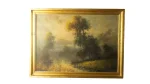 Framed Landscape Oil Painting - Pastoral River Scene with Gilt Frame - Image 2