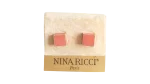 Nina Ricci Coral Pink Paris Square Enamel Earrings