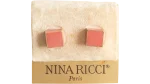 Nina Ricci Coral Pink Paris Square Enamel Earrings - Image 3