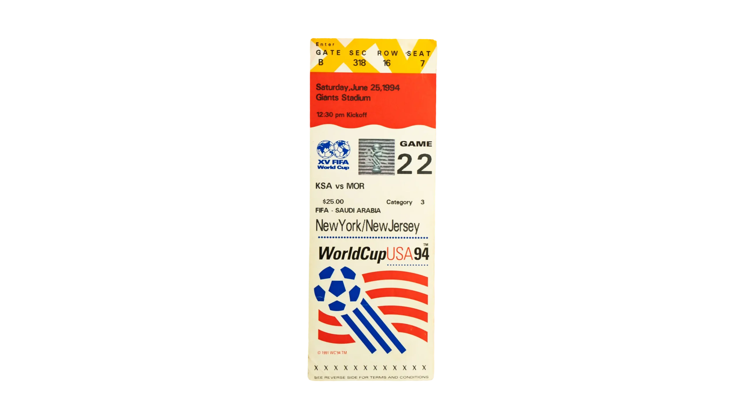 DSC08219 Official FIFA World Cup Ticket USA 94 - Image 1