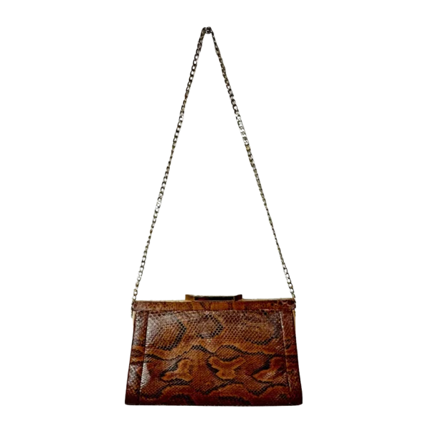 1960s Genuine Snakeskin Shoulder Bag with Chain Strap
