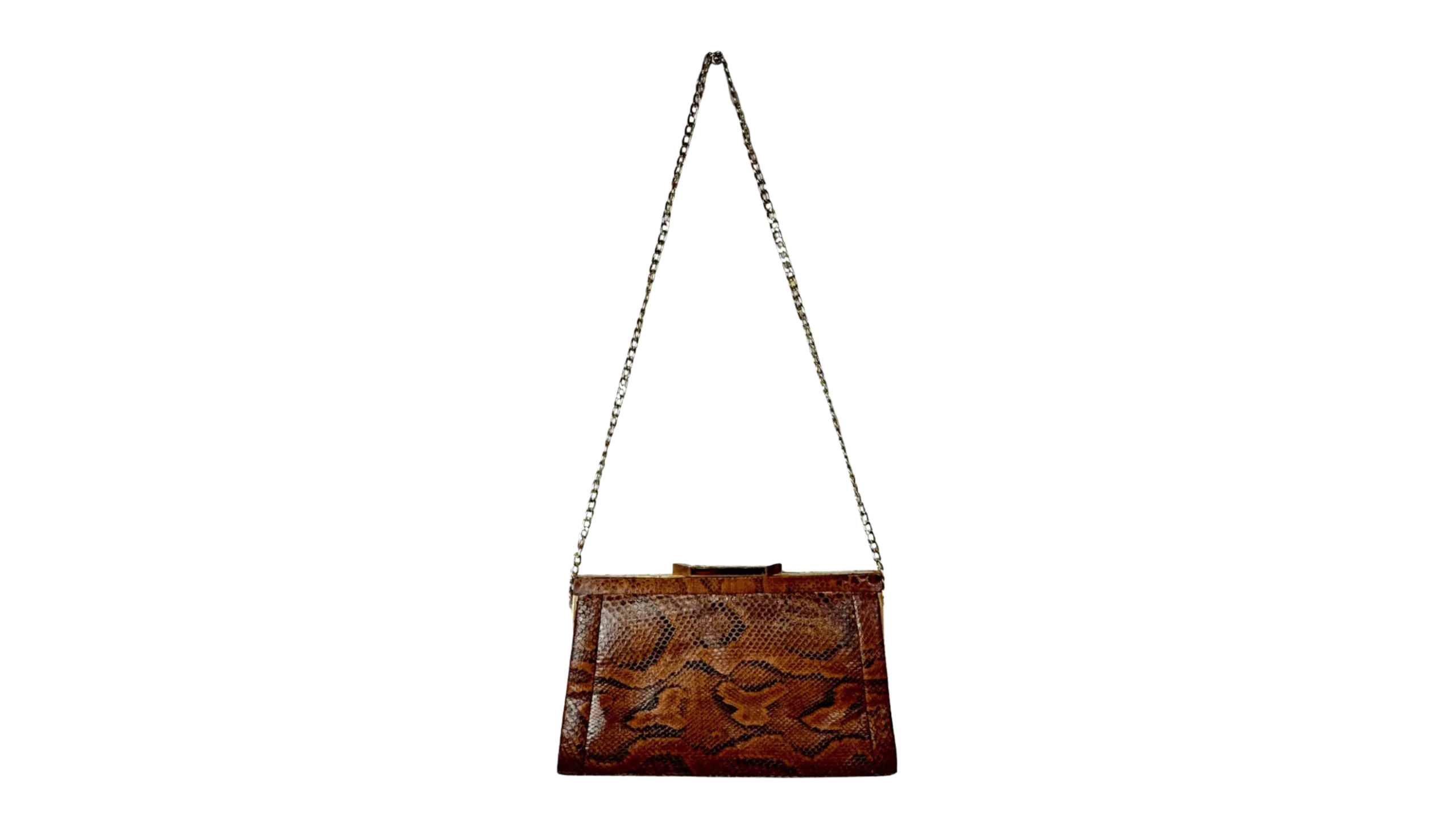20 1960s Genuine Snakeskin Shoulder Bag with Chain Strap - Image 1
