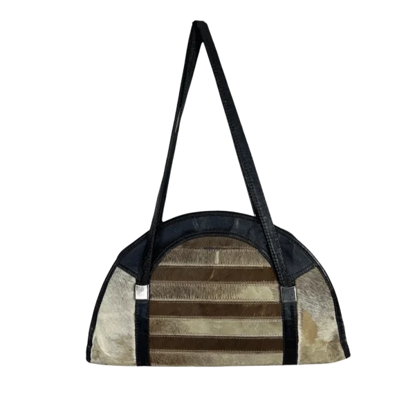 Hair-On Cowhide Striped Half-Moon Bag