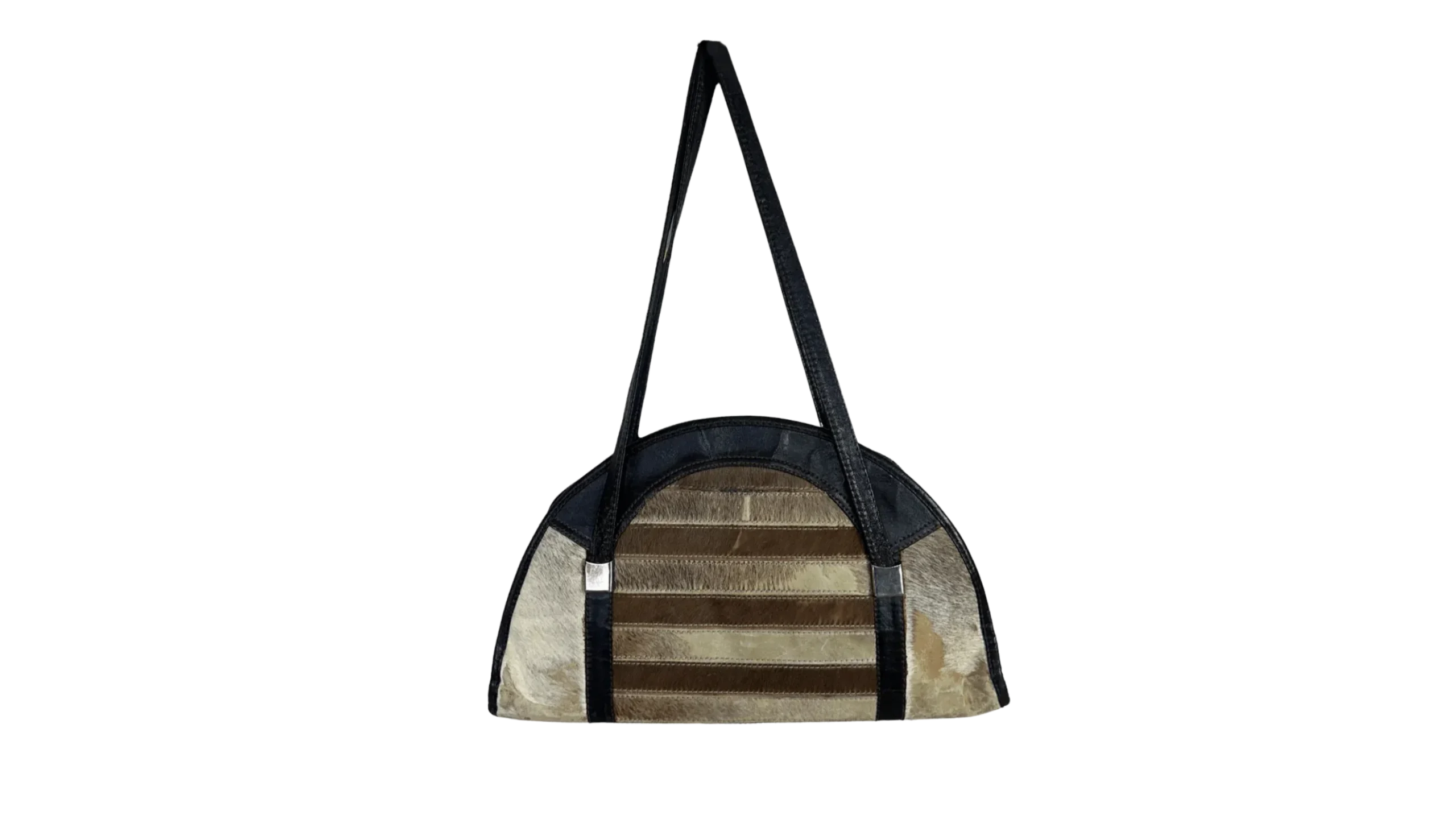 22 Hair-On Cowhide Striped Half-Moon Bag - Image 1