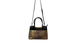 Faux Snakeskin Structured Bag with Gold Trim