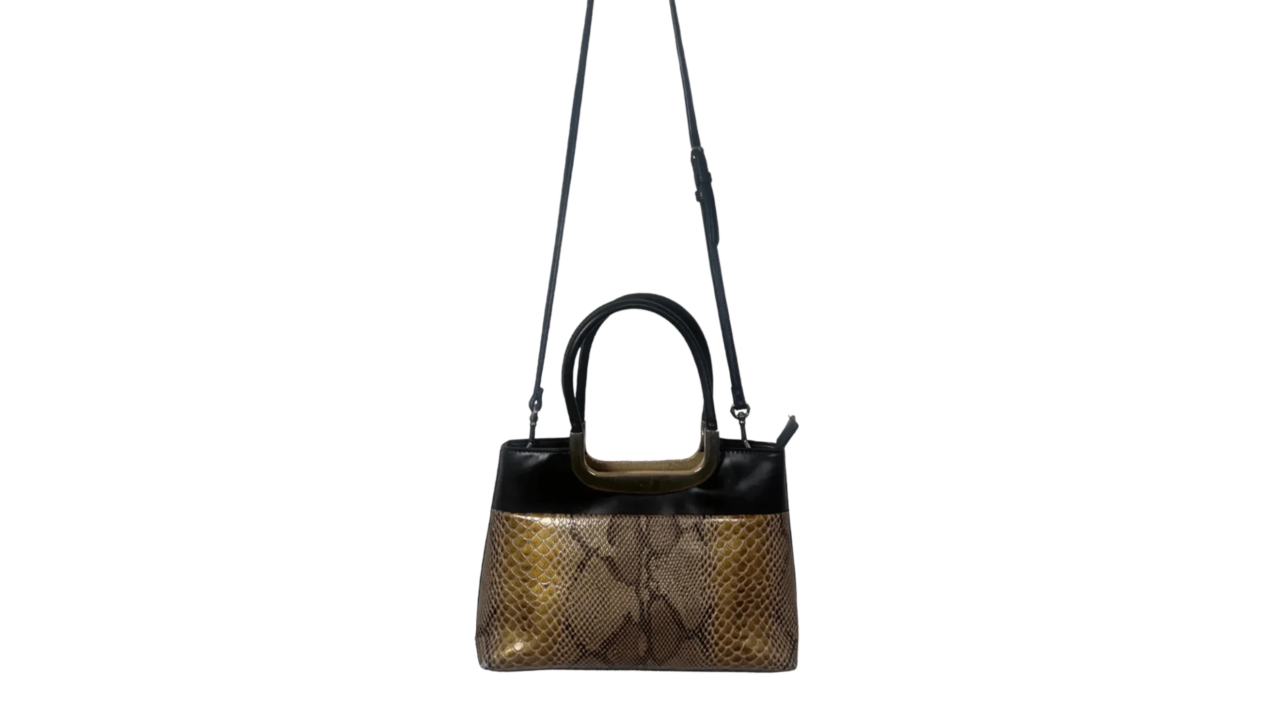 23 Faux Snakeskin Structured Bag with Gold Trim - Image 1