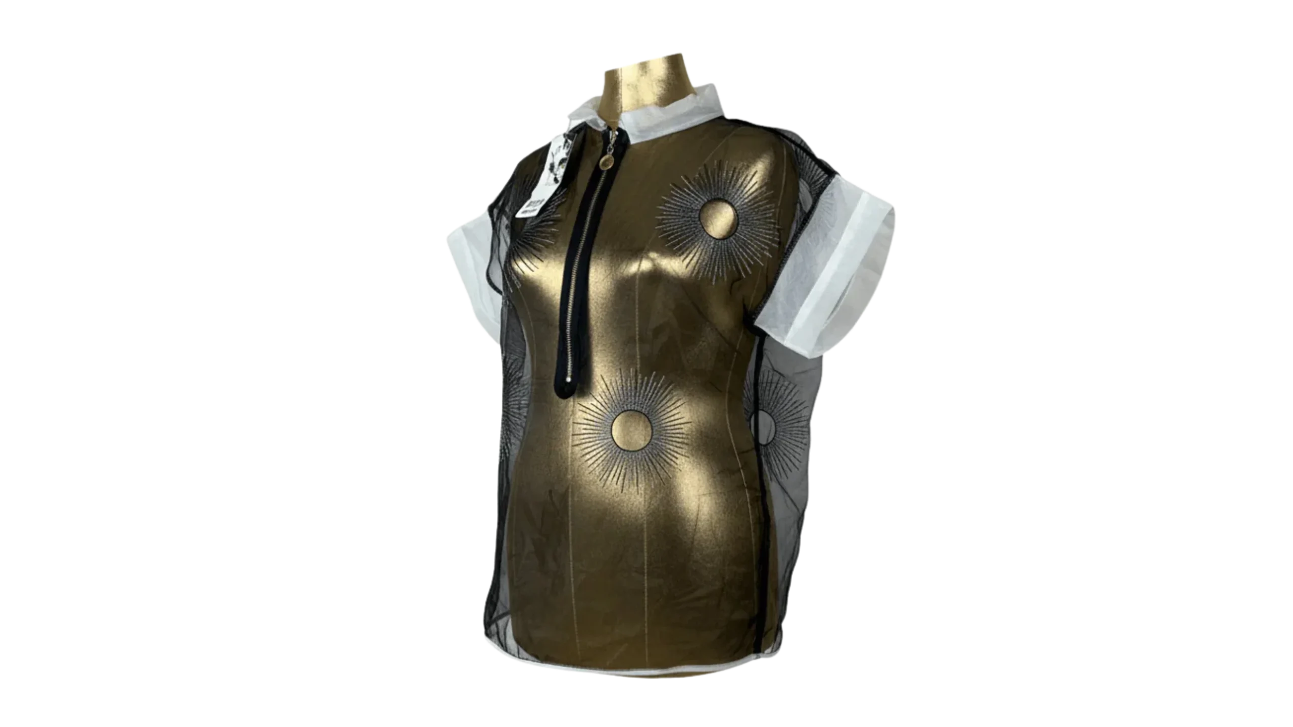 30 Avant-Garde Metallic Organza Embroidered Zip Top - Image 1