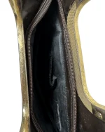 Faux Snakeskin Structured Bag with Gold Trim - Image 7