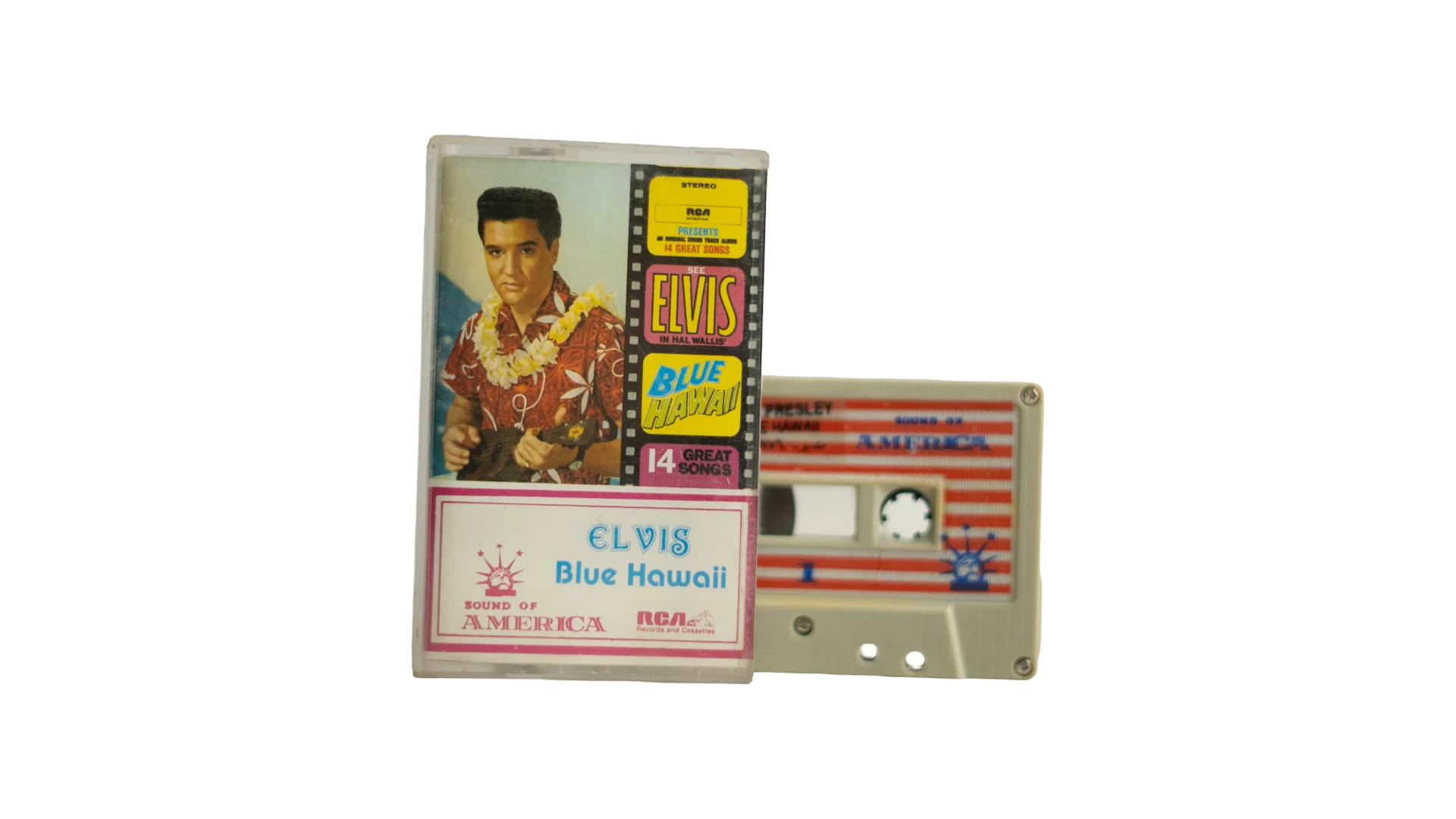 383 DSC07342 Elvis Presley Blue Hawaii 14 Great Songs Sound Of America Cassette Tape - Image 1