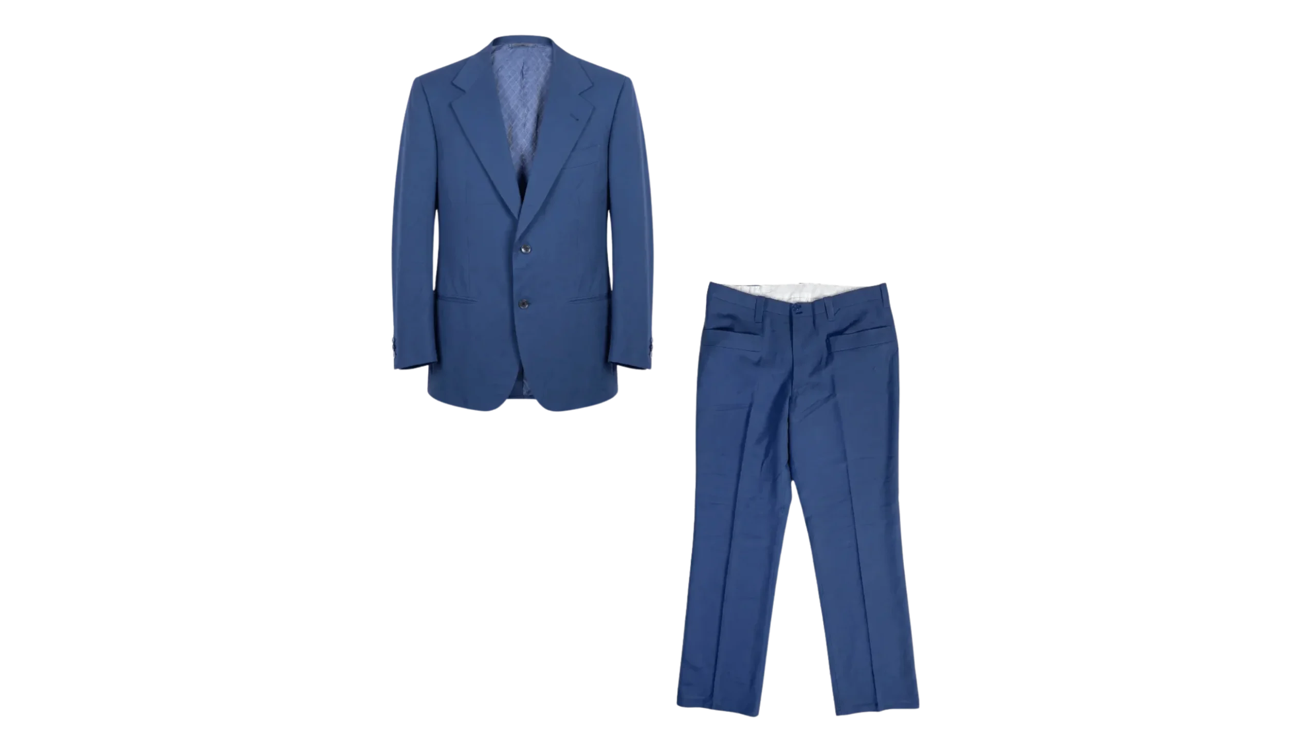83 Blue Full Suit with Patterned Lining - Image 1