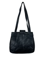 90s Genuine Leather Shoulder Bag With Gold Lock Detail - Image 2