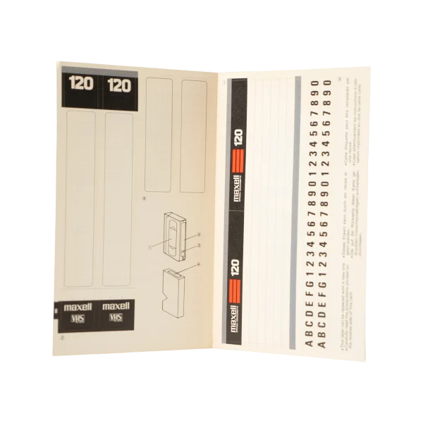 Maxell VHS T-120 Index Sleeves & Label Sticker Set