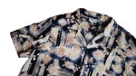 Abstract Floral Short-Sleeve Blue & Cream Button-Up Shirt - Image 2
