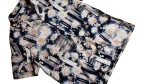 Abstract Floral Short-Sleeve Blue & Cream Button-Up Shirt - Image 5