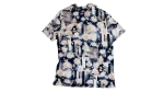 Abstract Floral Short-Sleeve Blue & Cream Button-Up Shirt - Image 6