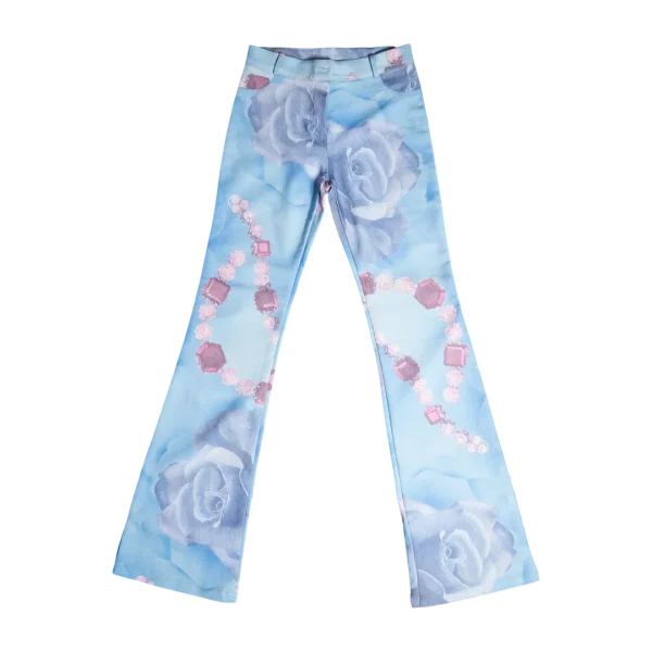 Light Blue Printed Flare Pants