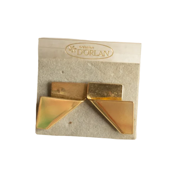 D'Orlan Geometric Gold-Plated Statement Clip-On Earrings 1980s