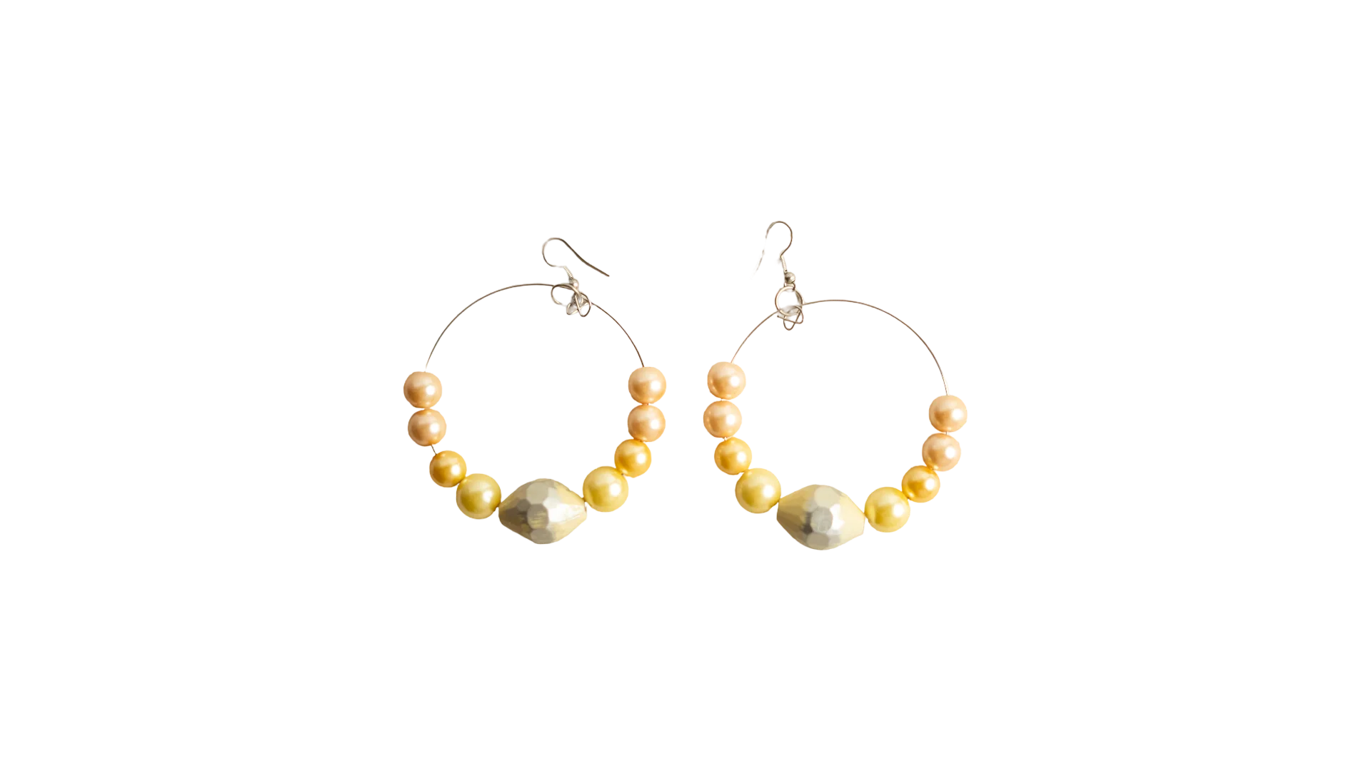 DSC06311 Boho Chic Ombré Pearl Beaded Wire Hoop Earrings - Image 1