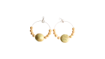Boho Artisan Gold Pearl Hoop Earrings with Abstract Focal Bead