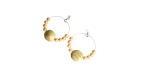 Boho Artisan Gold Pearl Hoop Earrings with Abstract Focal Bead - Image 2