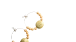 Boho Artisan Gold Pearl Hoop Earrings with Abstract Focal Bead - Image 5