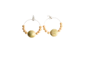 Boho Artisan Gold Pearl Hoop Earrings with Abstract Focal Bead - Image 6