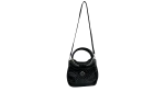 Black Quilted Leather Satchel with Gold Accents