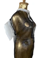 Avant-Garde Metallic Organza Embroidered Zip Top - Image 4