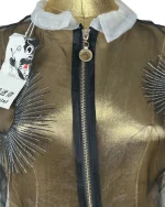 Avant-Garde Metallic Organza Embroidered Zip Top - Image 3