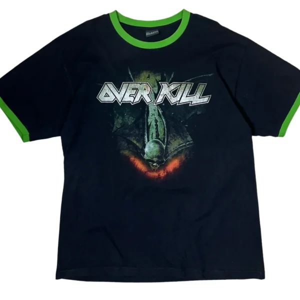 Overkill "For Those Who Bleed Green & Black" Thrash Metal Ringer T-Shirt
