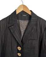 Caroll Linen Blend Brown Striped Women's Blazer - Image 7