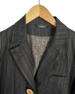 Caroll Linen Blend Brown Striped Women's Blazer - Image 5
