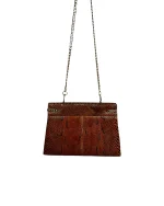 Genuine Brown Snakeskin Crossbody Bag With Golden Chain Strap - Image 2