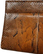 Genuine Brown Snakeskin Crossbody Bag With Golden Chain Strap - Image 4